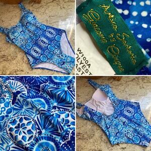 Antica Sartoria Positano Italy Blue Swimsuit EUC Small